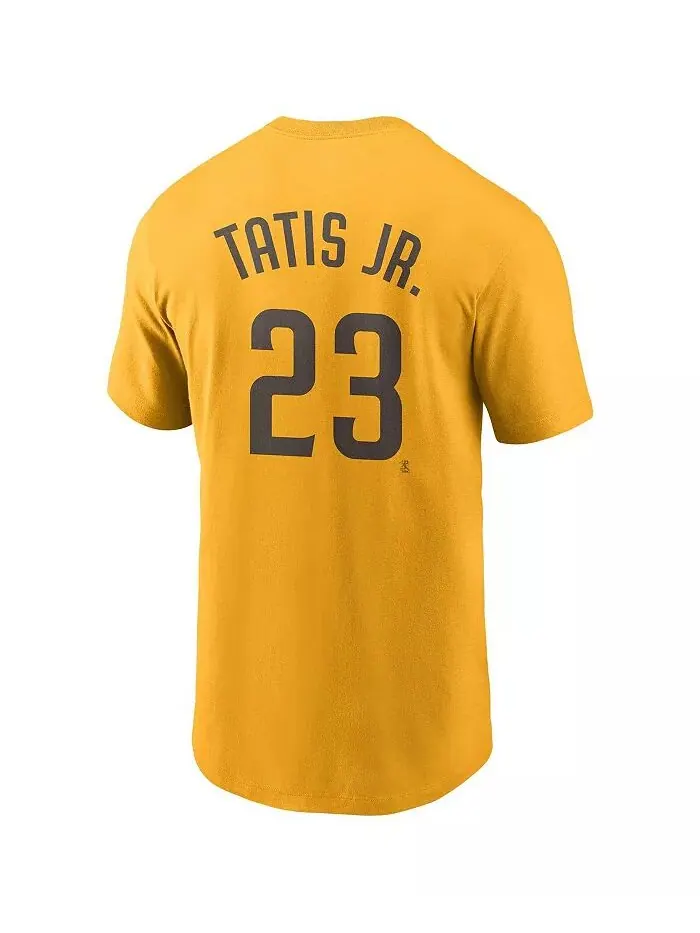Мужская футболка Fernando Tatis Jr. Gold San Diego Padres с именем и номером Nike — изображение 2 из 3