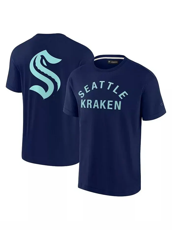 Футболка с коротким рукавом Seattle Kraken Super Soft для мужчин и женщин цвета Deep Sea Blue