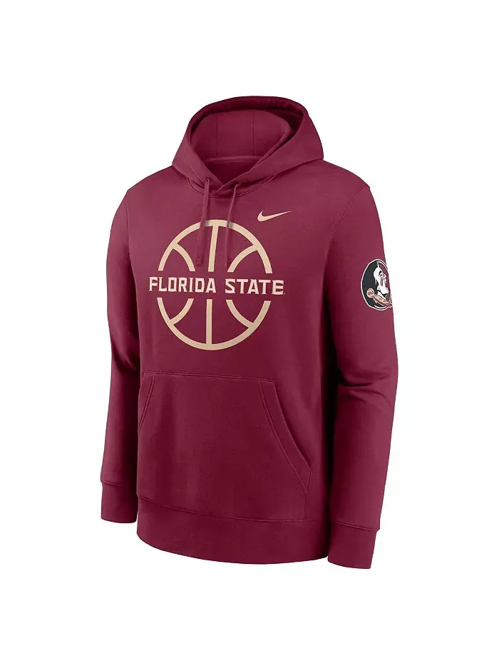 Мужская баскетбольная толстовка с капюшоном Garnet Florida State Seminoles Icon Club Fleece Nike — изображение 3 из 3