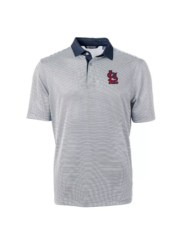 Мужская поло St. Louis Cardinals Virtue Eco Pique Micro Stripe в цвете Navy/White Cutter & Buck — изображение 3 из 3