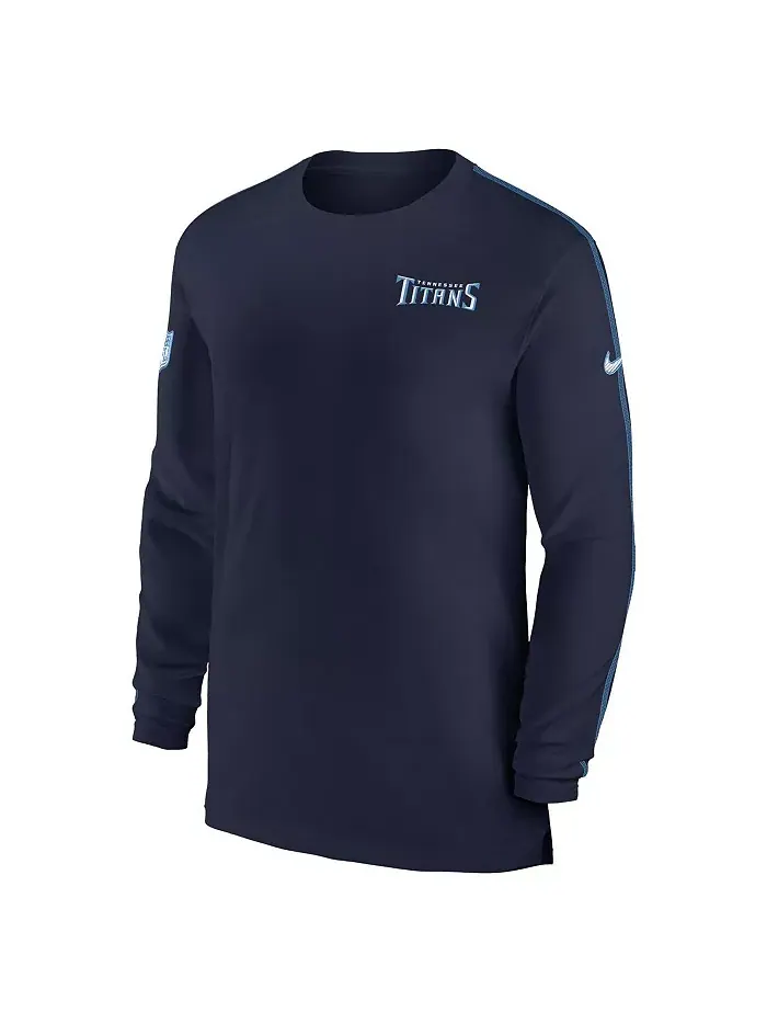 Мужская синяя футболка с длинным рукавом Tennessee Titans Sideline Coach UV Performance Nike — изображение 3 из 3