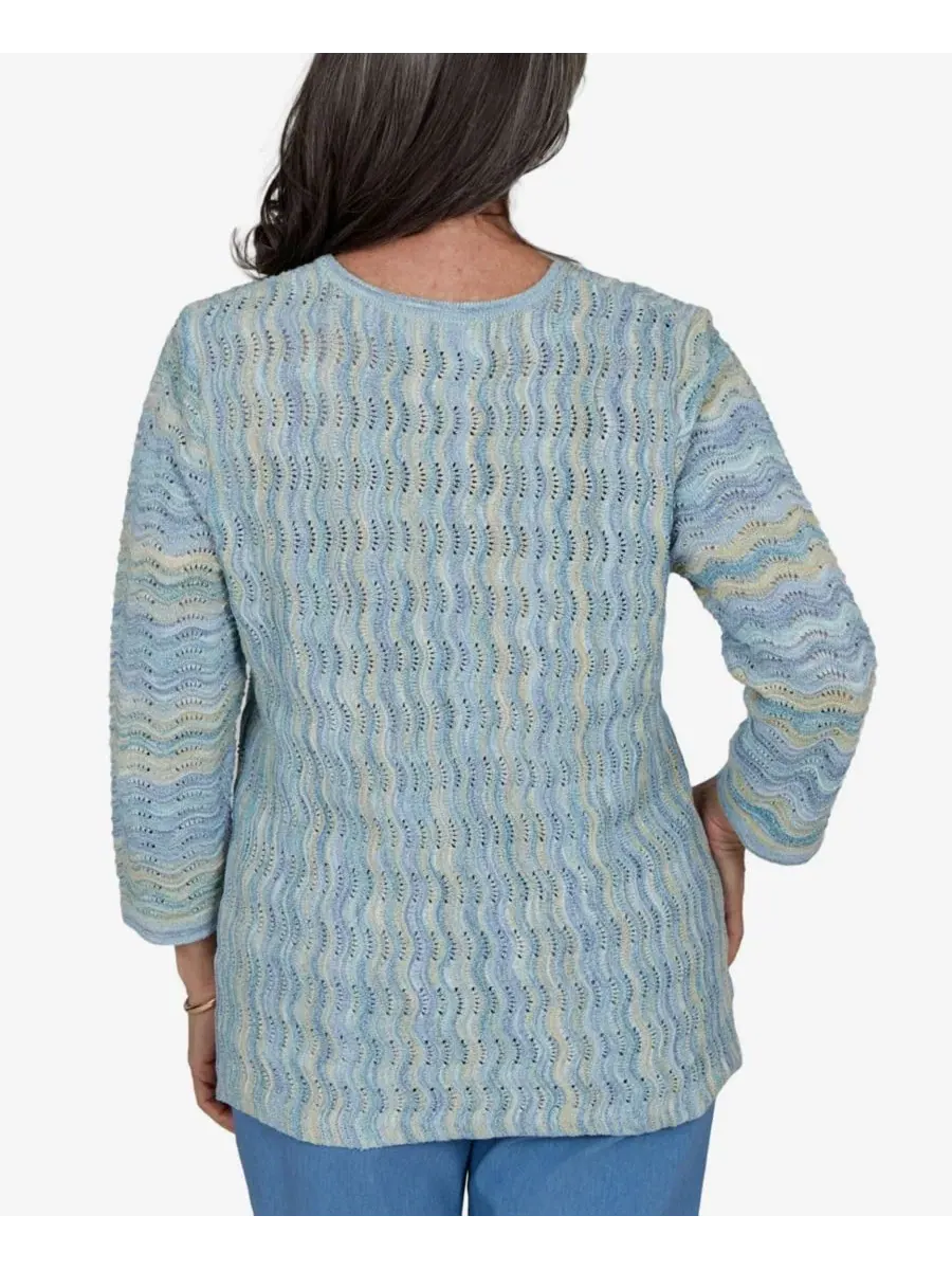 Джемпер с фактурной отделкой Provence Scalloped Stripes Alfred Dunner, Bluemul — изображение 5 из 5