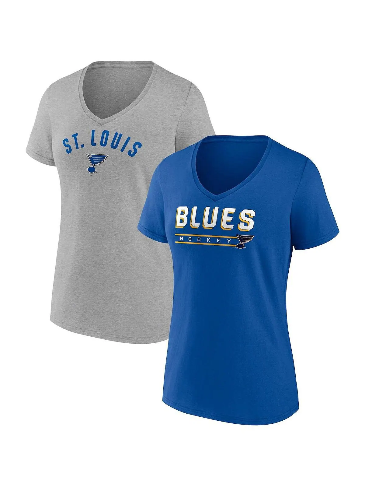 Женский комплект из 2 футболок с v-образным вырезом для родителей St. Louis Blues Blues и Grey — изображение 1 из 3