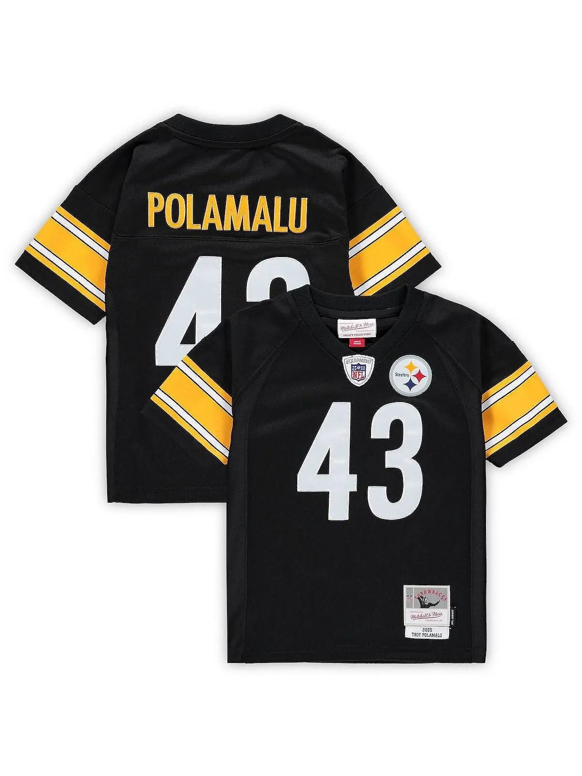 Джерси для мальчиков и девочек Troy Polamalu Black Pittsburgh Steelers 2005, вышедшее на пенсию — изображение 1 из 3, черный