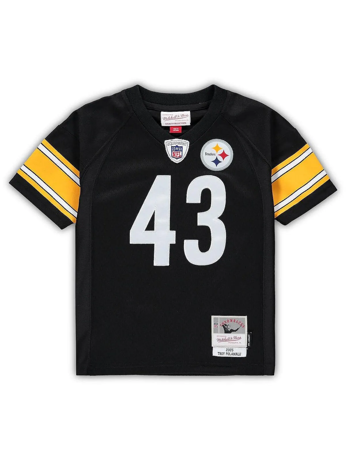 Джерси для мальчиков и девочек Troy Polamalu Black Pittsburgh Steelers 2005, вышедшее на пенсию — изображение 2 из 3, черный