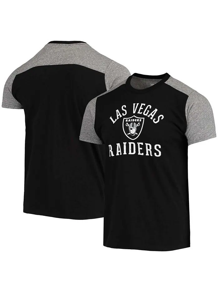 Мужская черно-серая футболка Las Vegas Raiders Field Goal Slub Majestic — изображение 1 из 3, черный серый