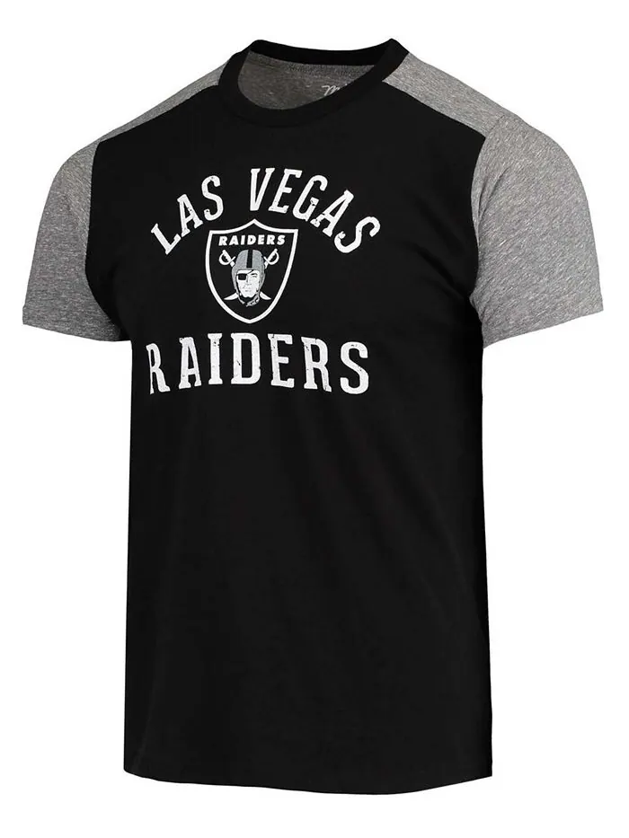 Мужская черно-серая футболка Las Vegas Raiders Field Goal Slub Majestic — изображение 3 из 3, черный серый