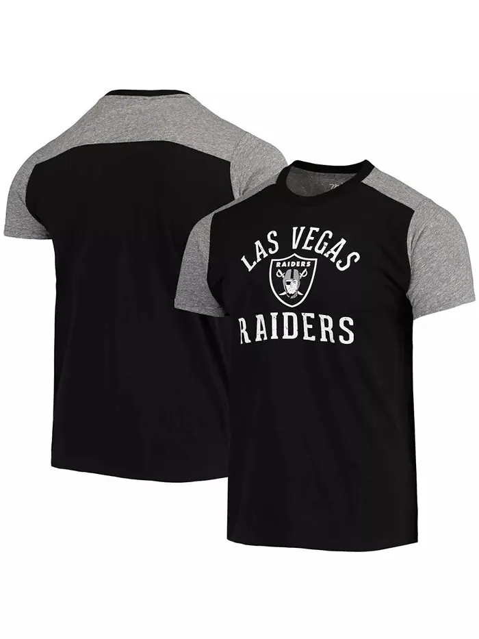 Мужская черная, серая футболка Las Vegas Raiders Field Goal Slub Majestic — изображение 1 из 3
