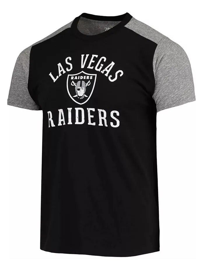 Мужская черная, серая футболка Las Vegas Raiders Field Goal Slub Majestic — изображение 3 из 3