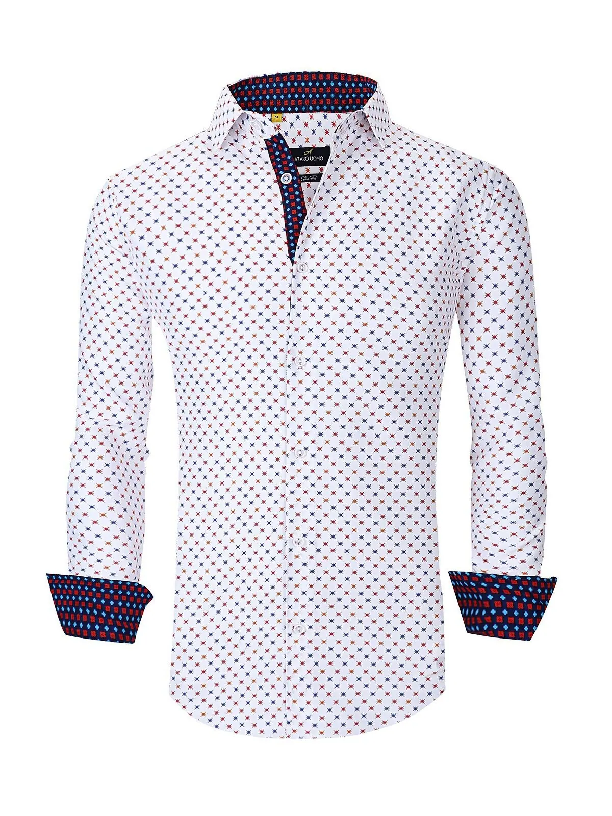Мужская классическая рубашка slim fit business в морском стиле на пуговицах Azaro Uomo