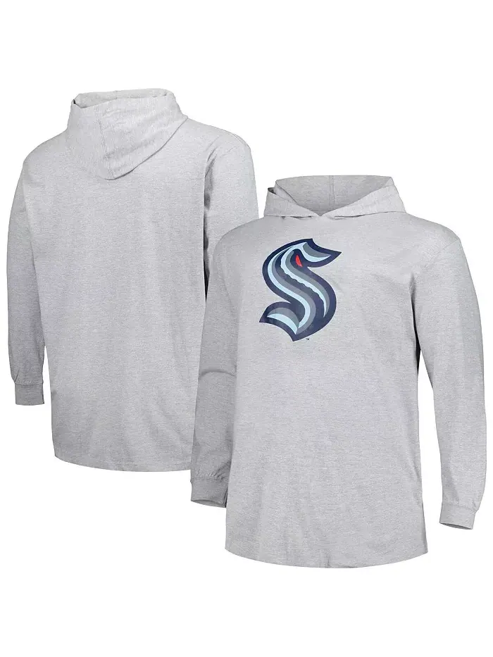 Мужская толстовка с капюшоном Heather Gray Seattle Kraken Big and Tall Profile