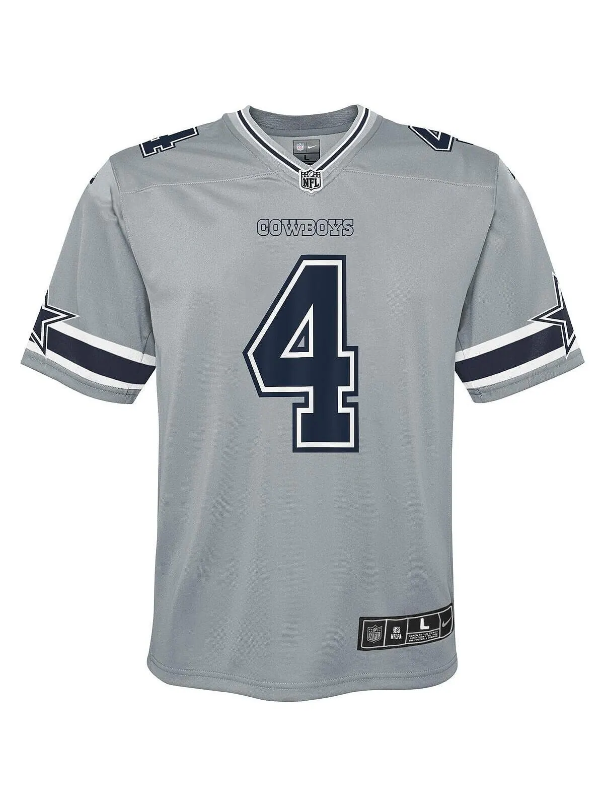 Джерси Big Boys Dak Prescott Silver Dallas Cowboys Inverted Team Game Nike — изображение 2 из 2, серый