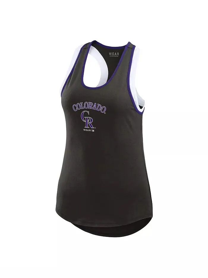 Женская черная майка-борцовка Colorado Rockies Colorblock WEAR by Erin Andrews — изображение 4 из 4