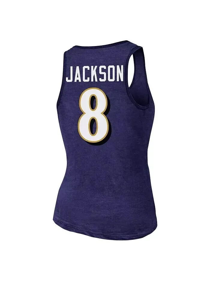 Женская майка Lamar Jackson Purple Baltimore Ravens с именем и номером из трехкомпонентной смеси — изображение 3 из 3