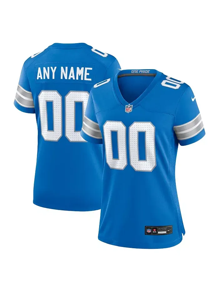 Женская синяя кастомная игровая футболка Detroit Lions Nike — изображение 1 из 3