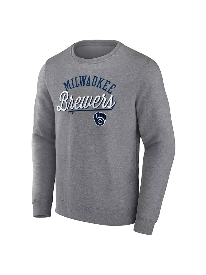 Мужская серая толстовка Milwaukee Brewers Simplicity с эффектом хеширования Fanatics — изображение 3 из 3