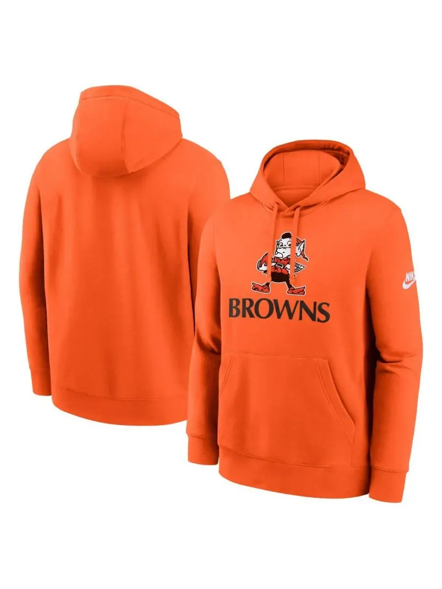 Nike Мужская оранжевая толстовка с капюшоном Cleveland Browns Best Season Rewind Club — изображение 1 из 3, оранжевый