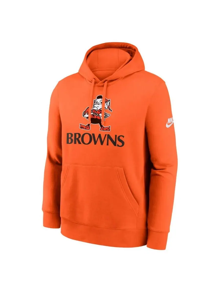 Nike Мужская оранжевая толстовка с капюшоном Cleveland Browns Best Season Rewind Club — изображение 3 из 3, оранжевый
