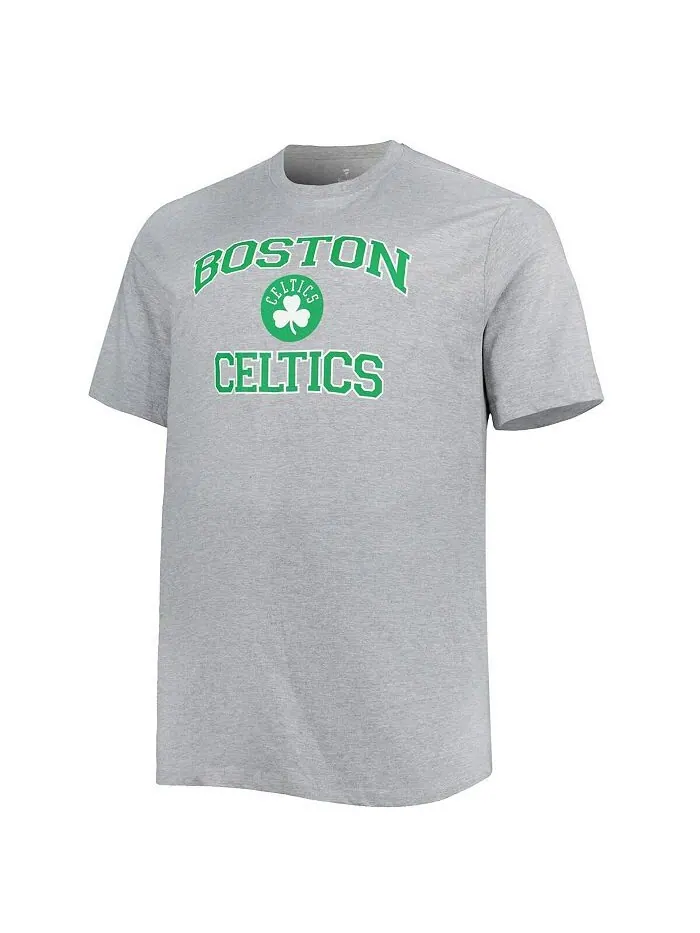 Мужская серая футболка Boston Celtics Big and Tall Heart and Soul с меланжевым рисунком Profile — изображение 2 из 3, серый