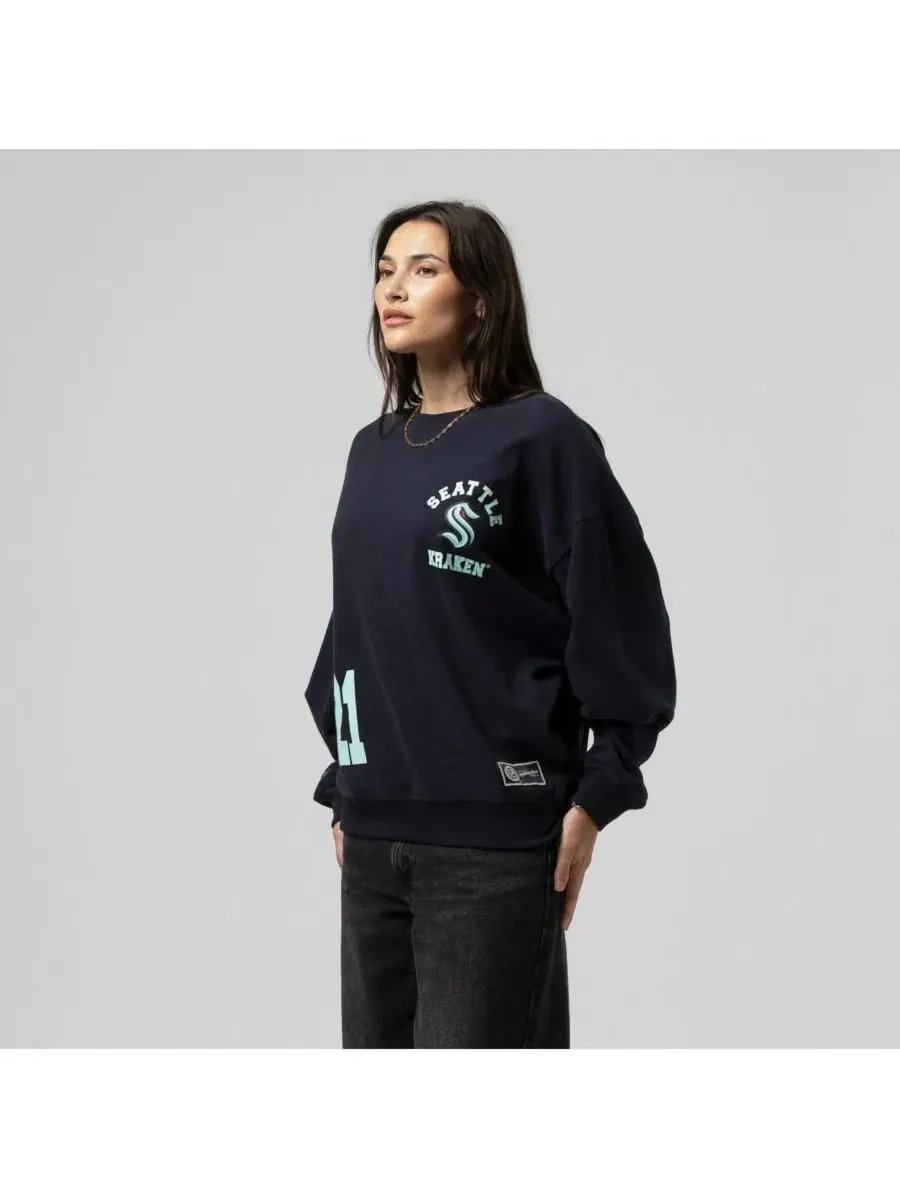 Свитшот с круглым вырезом с принтом Seattle Kraken Vintage Mitchell & Ness — изображение 1 из 3, синий