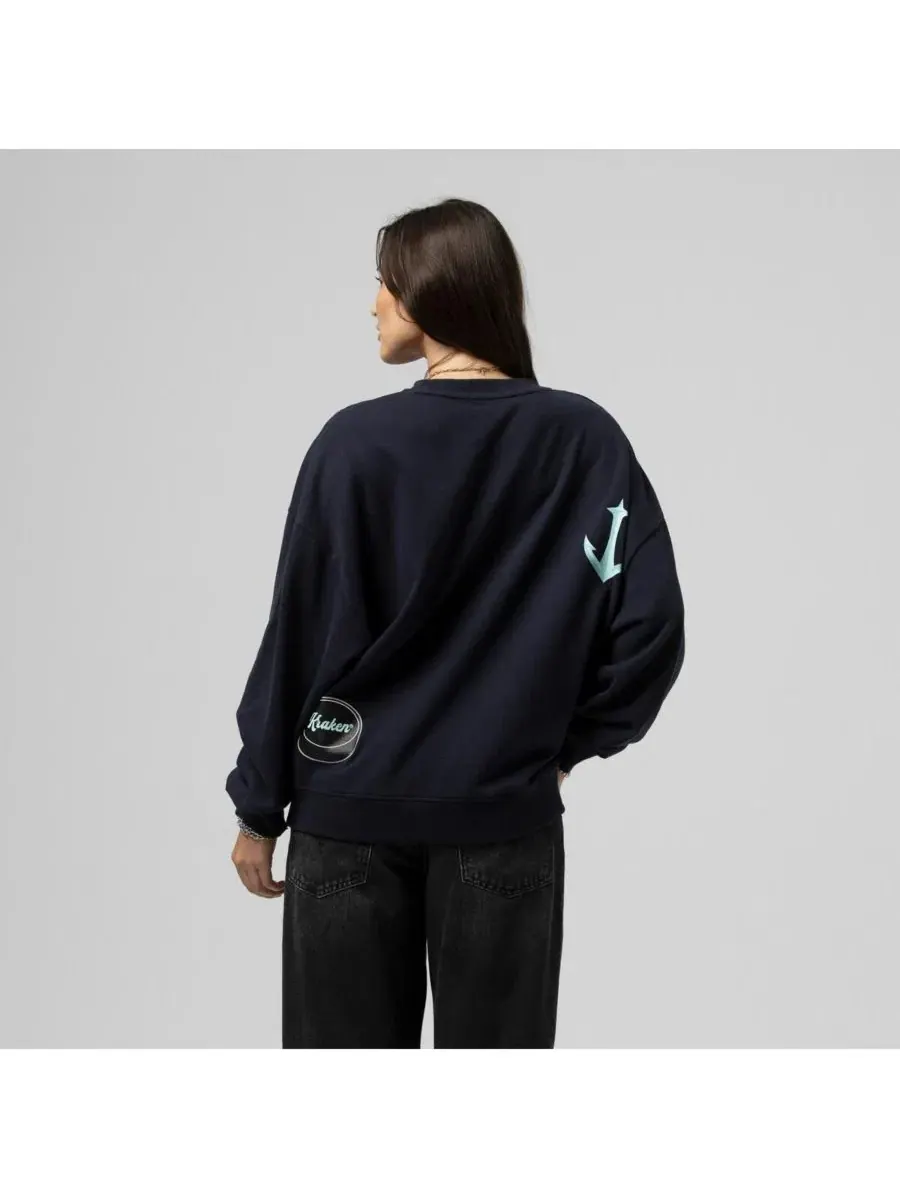 Свитшот с круглым вырезом с принтом Seattle Kraken Vintage Mitchell & Ness — изображение 2 из 3, синий