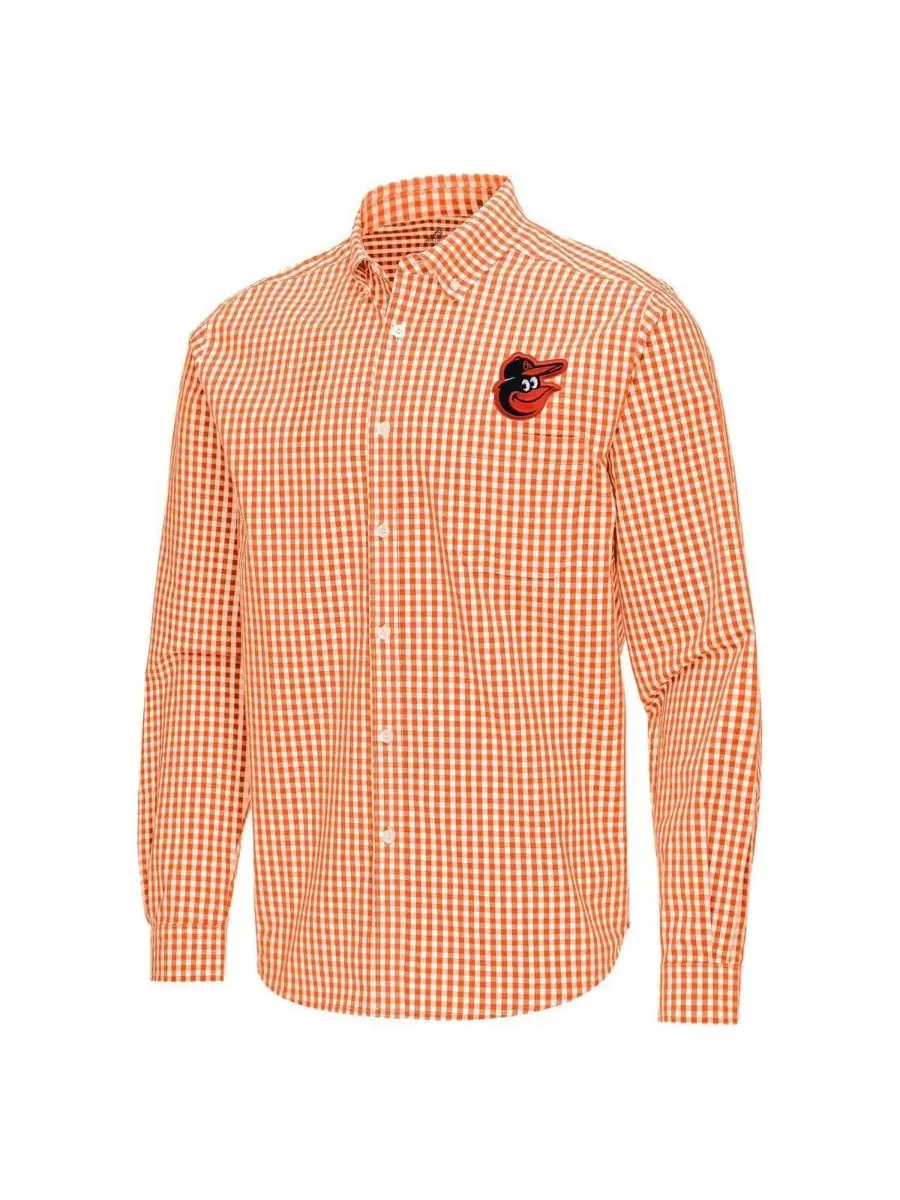 Мужская рубашка с длинным рукавом Ellis Woven Tri-Blend Antigua — изображение 2 из 3, оранжевый белый