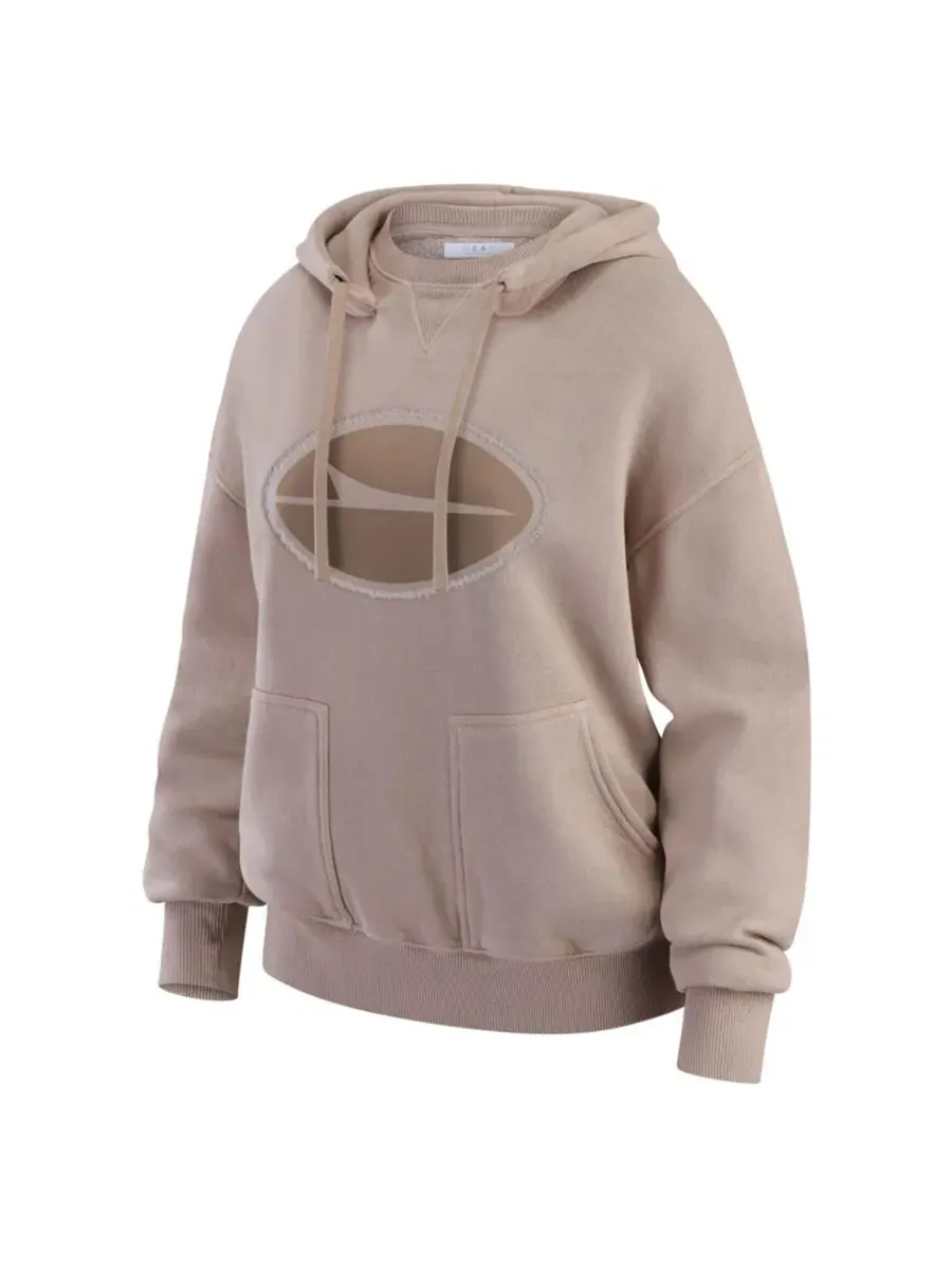 Женский свитшот с капюшоном New York Jets Washed Pullover Crewdie WEAR by Erin Andrews — изображение 2 из 5, бежевый