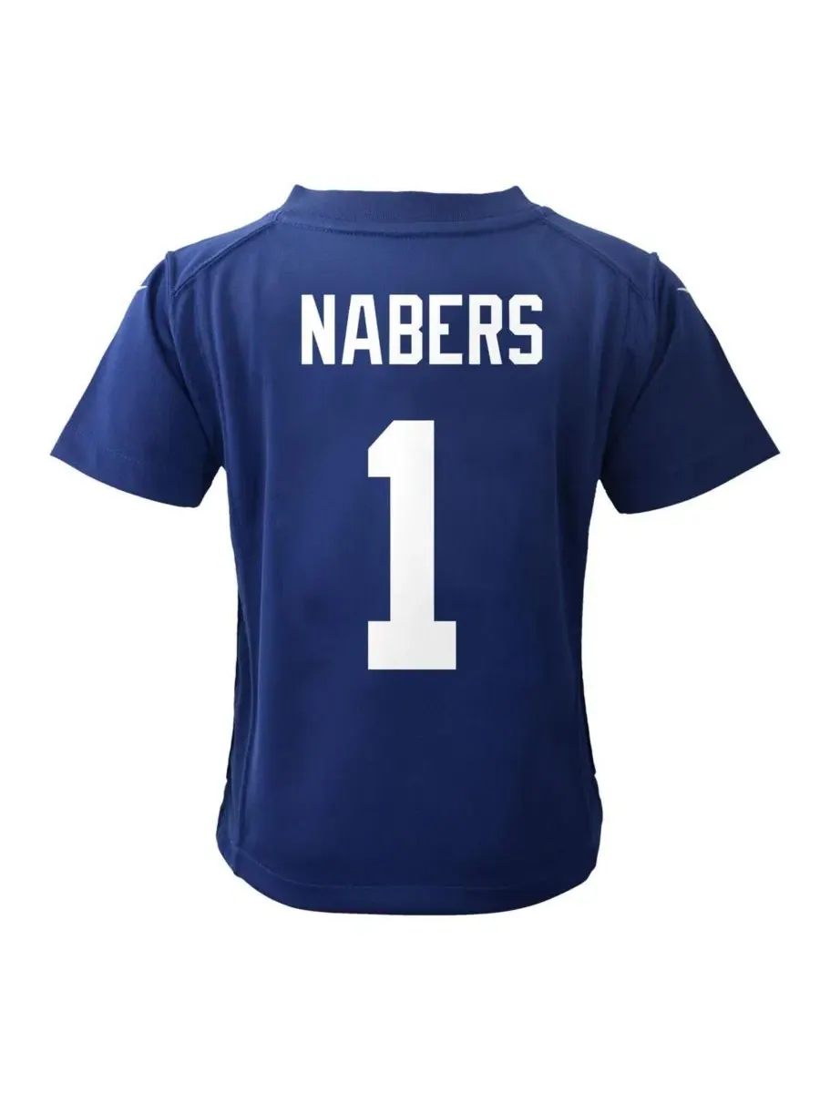 Детская футболка-джерси с коротким рукавом Malik Nabers Royal New York Giants Nike — изображение 3 из 3, королевский