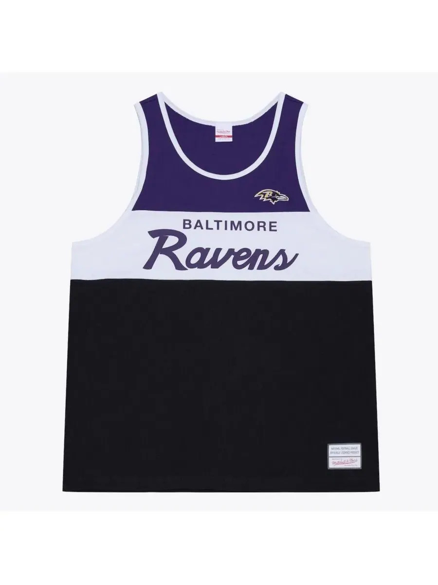 Мужской топ-безрукавка Baltimore Ravens с принтом Mitchell & Ness — изображение 1 из 5, черный фиолетовый