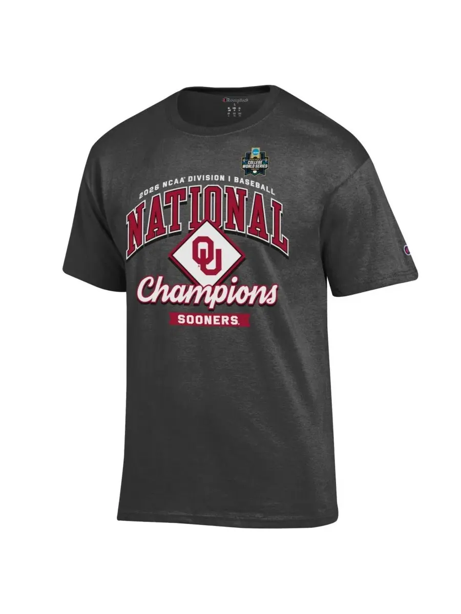 Футболка с принтом Oklahoma Sooners 2026 NCAA Champions Champion — изображение 1 из 1, серый