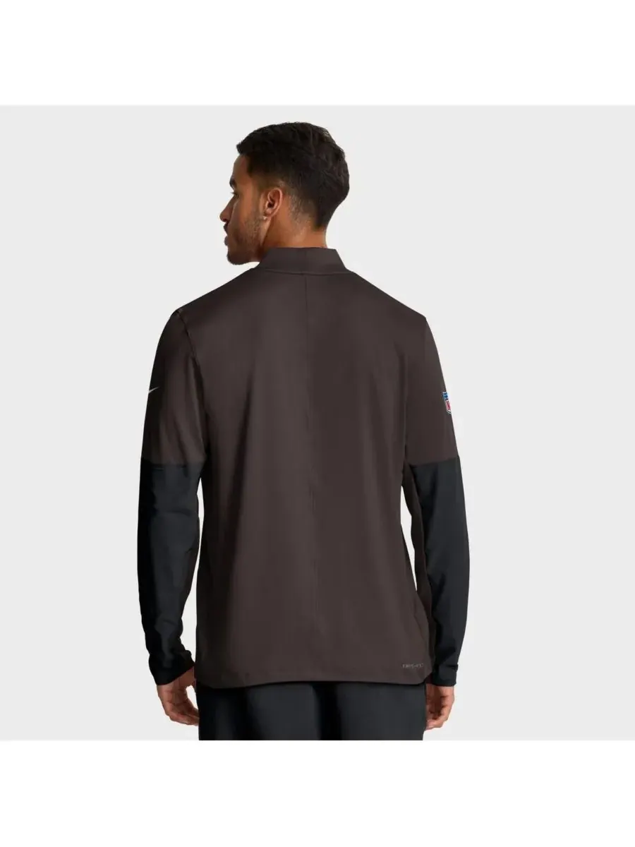 Nike Мужская коричневая толстовка с капюшоном Cleveland Browns Sideline Dri-FIT с застежкой-молнией — изображение 2 из 5