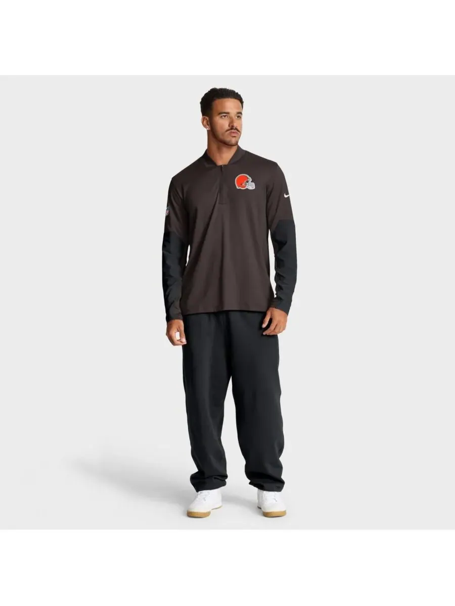 Nike Мужская коричневая толстовка с капюшоном Cleveland Browns Sideline Dri-FIT с застежкой-молнией — изображение 3 из 5