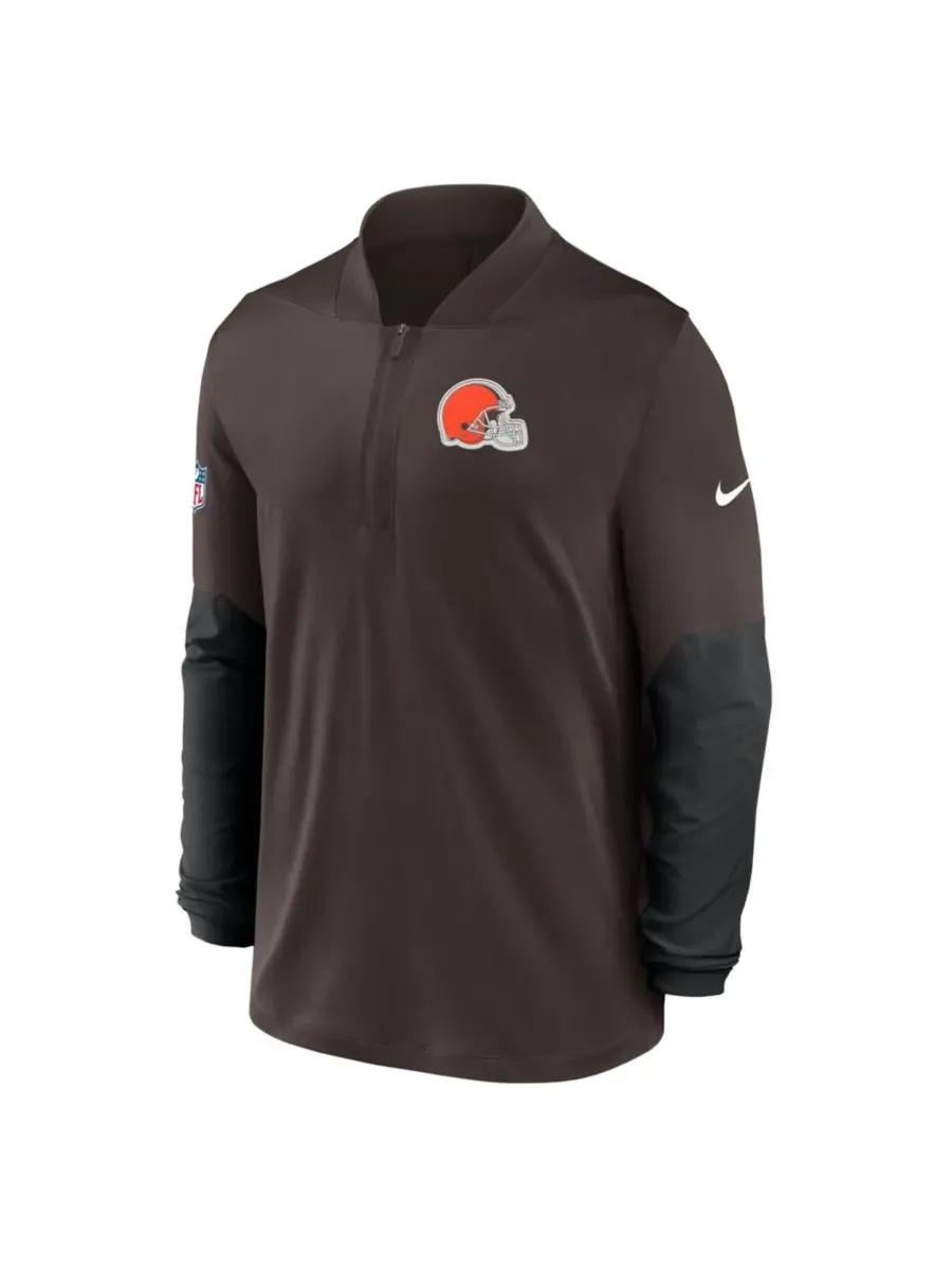 Nike Мужская коричневая толстовка с капюшоном Cleveland Browns Sideline Dri-FIT с застежкой-молнией — изображение 5 из 5