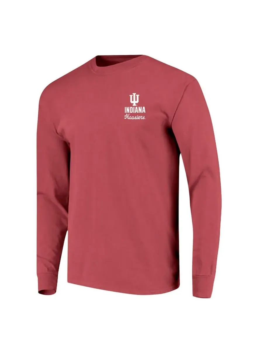 Image One Мужская футболка с длинными рукавами Crimson Indiana Hoosiers Comfort Colors Mascot — изображение 3 из 3, красный