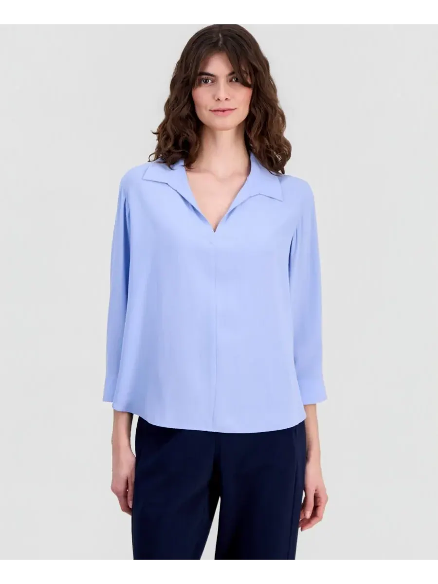 Женская шелковая рубашка с воротником Eileen Fisher, Skylt — изображение 1 из 4