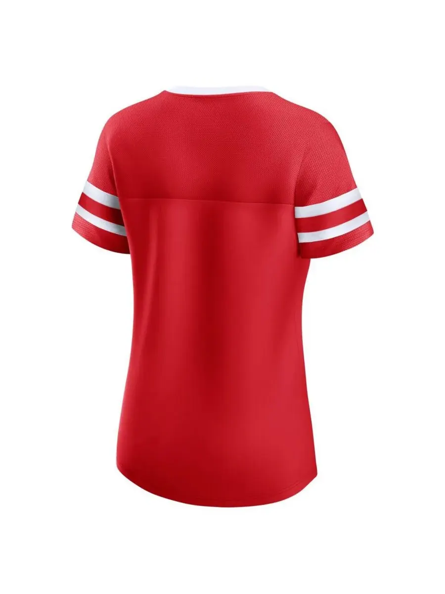 Fanatics Женская красная футболка Wisconsin Badgers Iconic Athena на шнуровке — изображение 3 из 3, красный