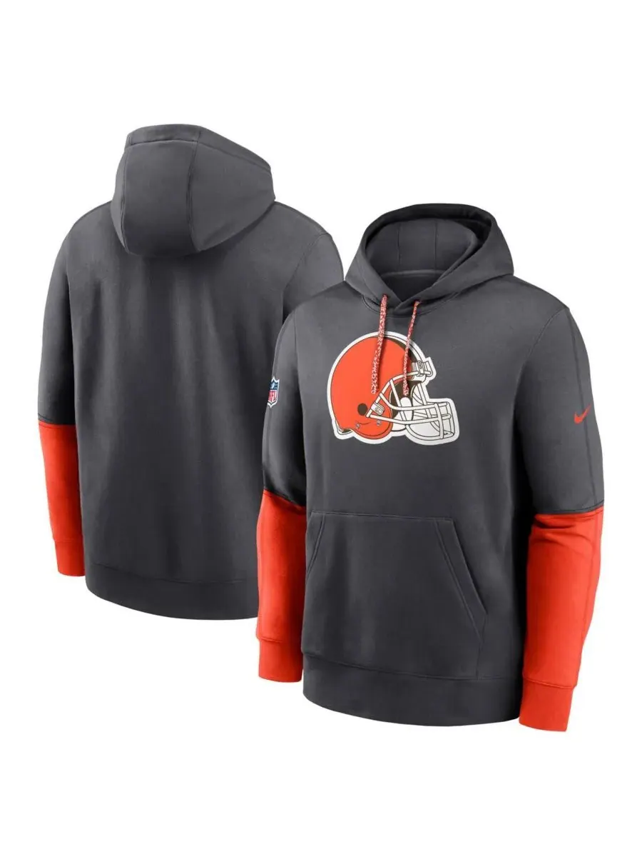 Nike Мужская толстовка с капюшоном цвета антрацит с символикой Cleveland Browns 2024 Sideline Club — изображение 1 из 3