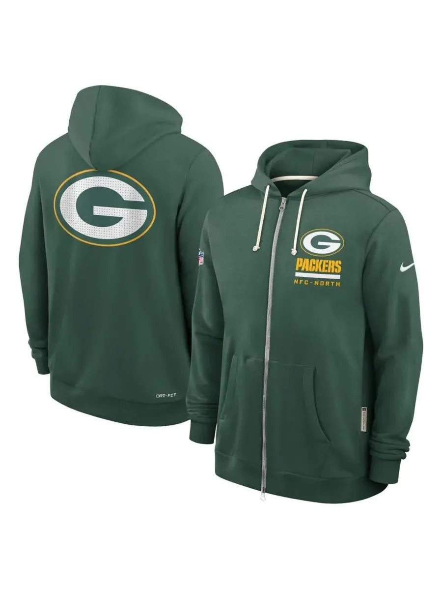 Nike Мужская зеленая толстовка на молнии с символикой команды Green Bay Packers Sideline Utility — изображение 1 из 2