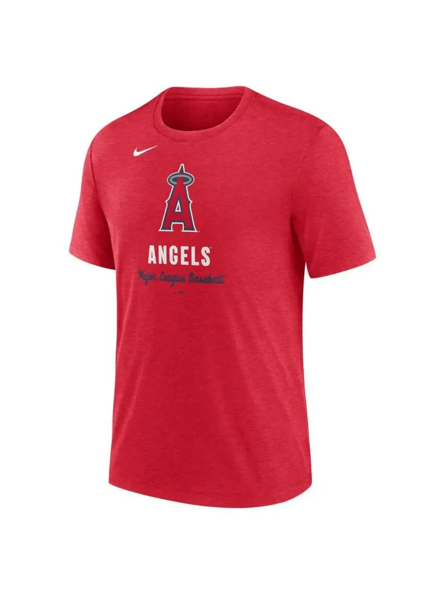Nike Мужская футболка из смешанной ткани с логотипом Los Angeles Angels — изображение 2 из 3, красный