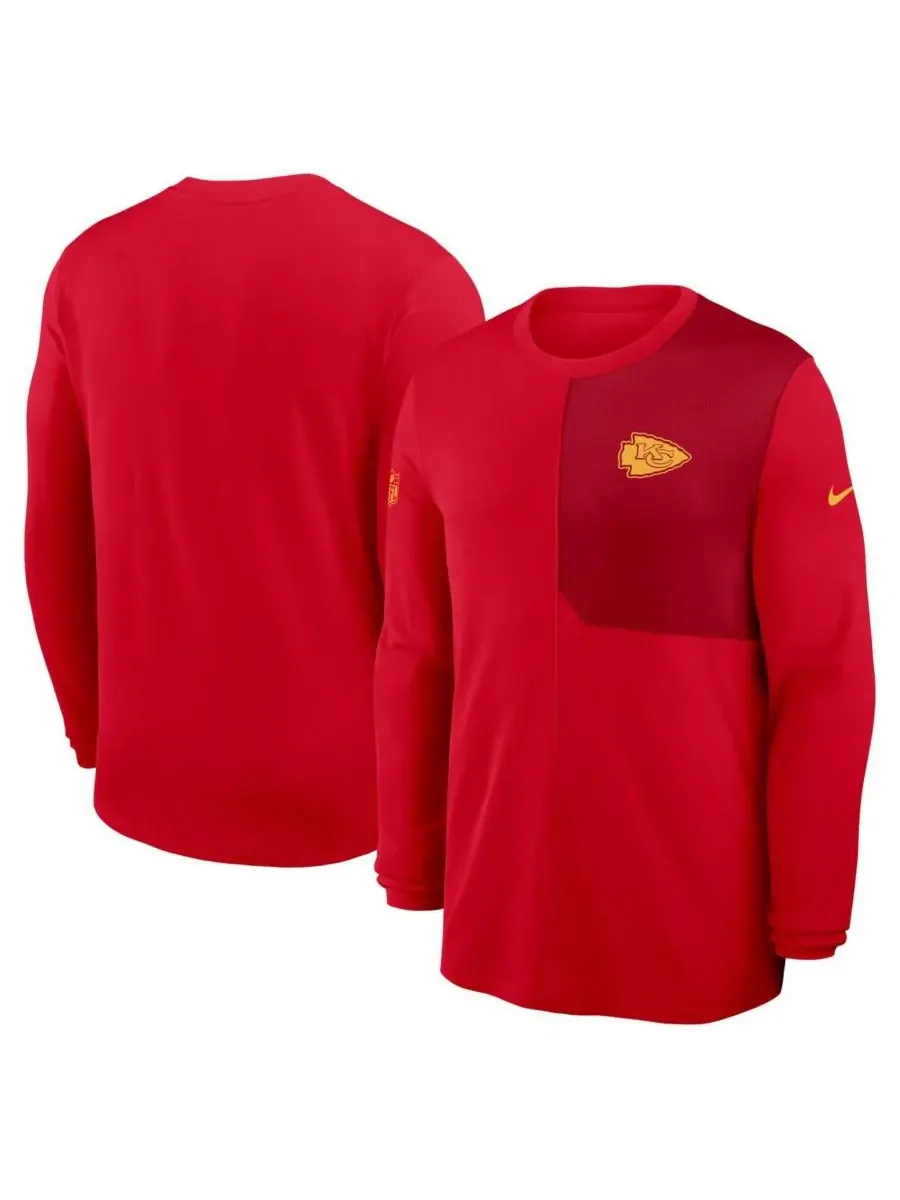 Nike Мужская красная футболка с длинным рукавом Kansas City Chiefs Sideline Coach UV Performance — изображение 1 из 3