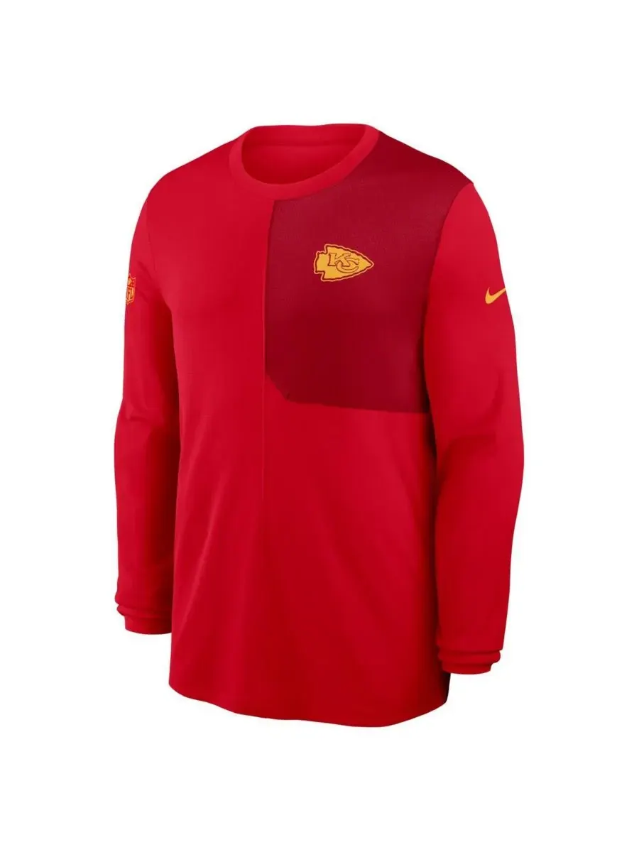 Nike Мужская красная футболка с длинным рукавом Kansas City Chiefs Sideline Coach UV Performance — изображение 2 из 3