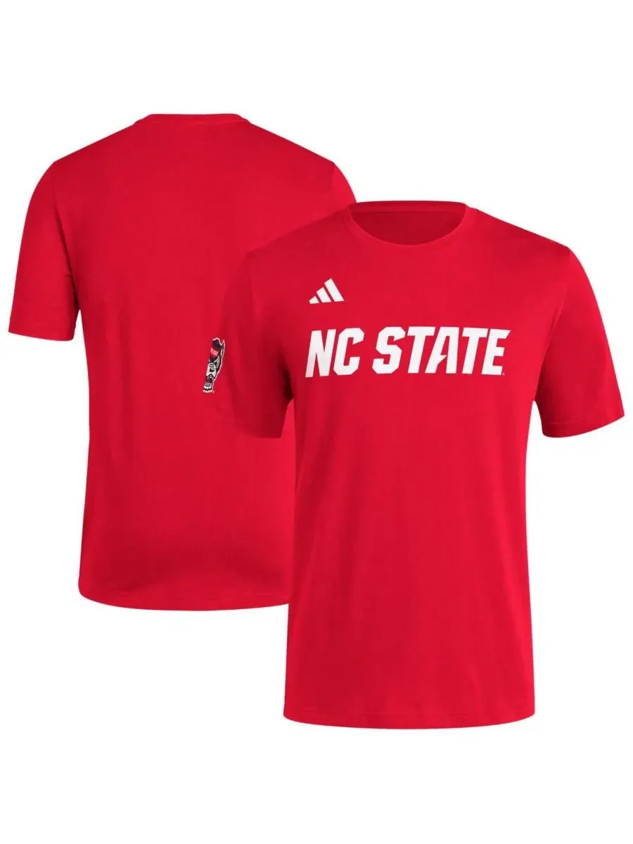 Мужская красная футболка с логотипом команды NC State Wolfpack Adidas