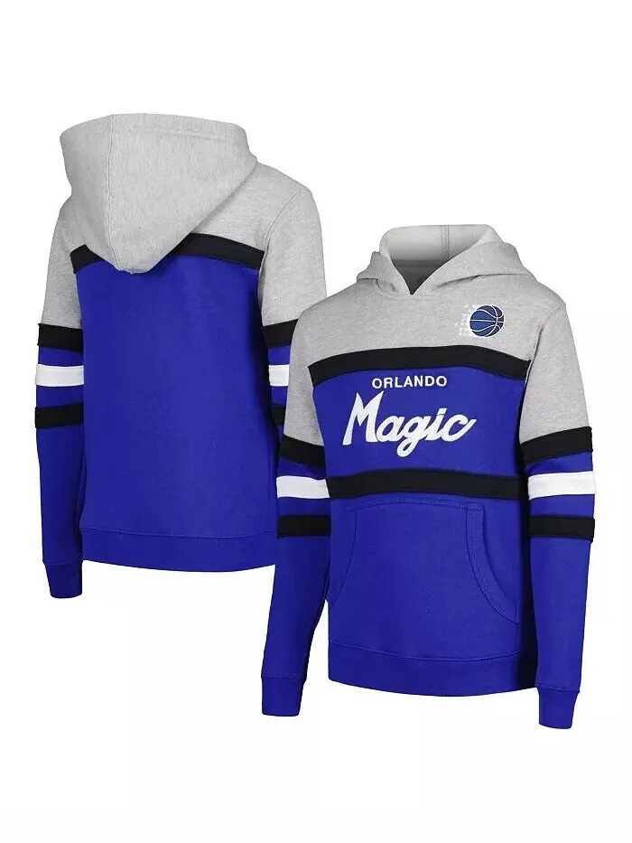 Толстовка с капюшоном для тренера Orlando Magic Hardwood Classics серого и синего цвета для больших — изображение 1 из 3