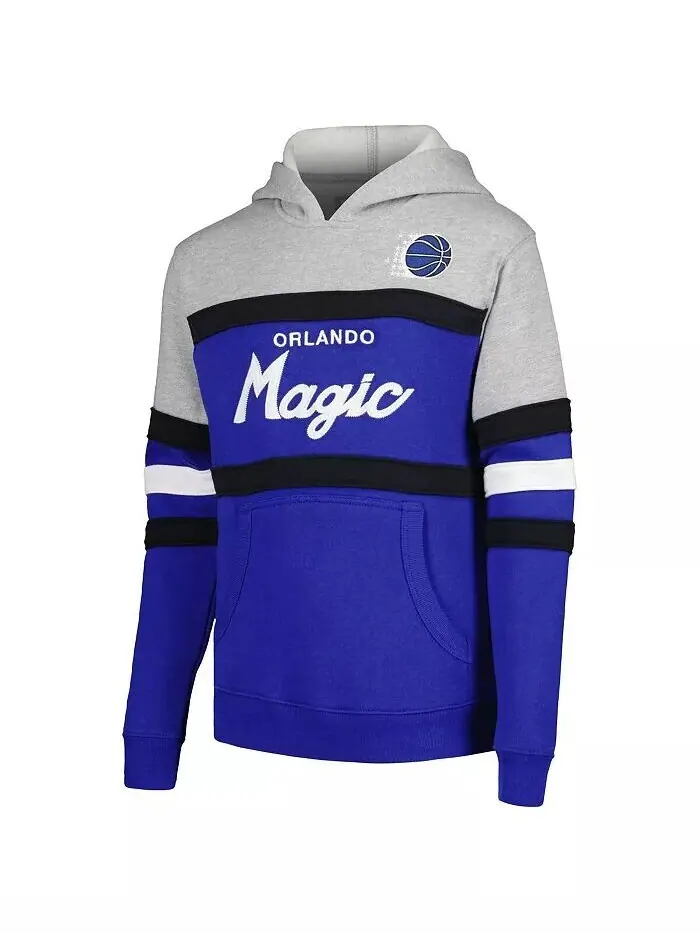 Толстовка с капюшоном для тренера Orlando Magic Hardwood Classics серого и синего цвета для больших — изображение 2 из 3