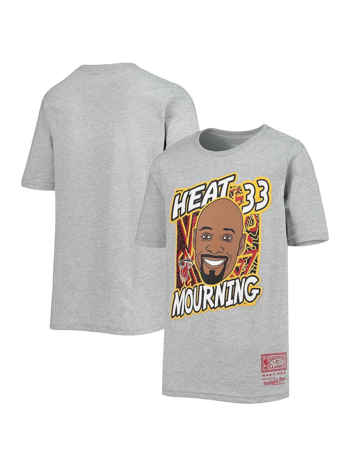 Футболка Big Boys Alonzo Mourning Heathered Grey Miami Heat Hardwood Classics King of the Court — изображение 1 из 3, серый