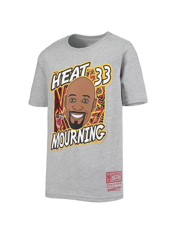 Футболка Big Boys Alonzo Mourning Heathered Grey Miami Heat Hardwood Classics King of the Court — изображение 2 из 3