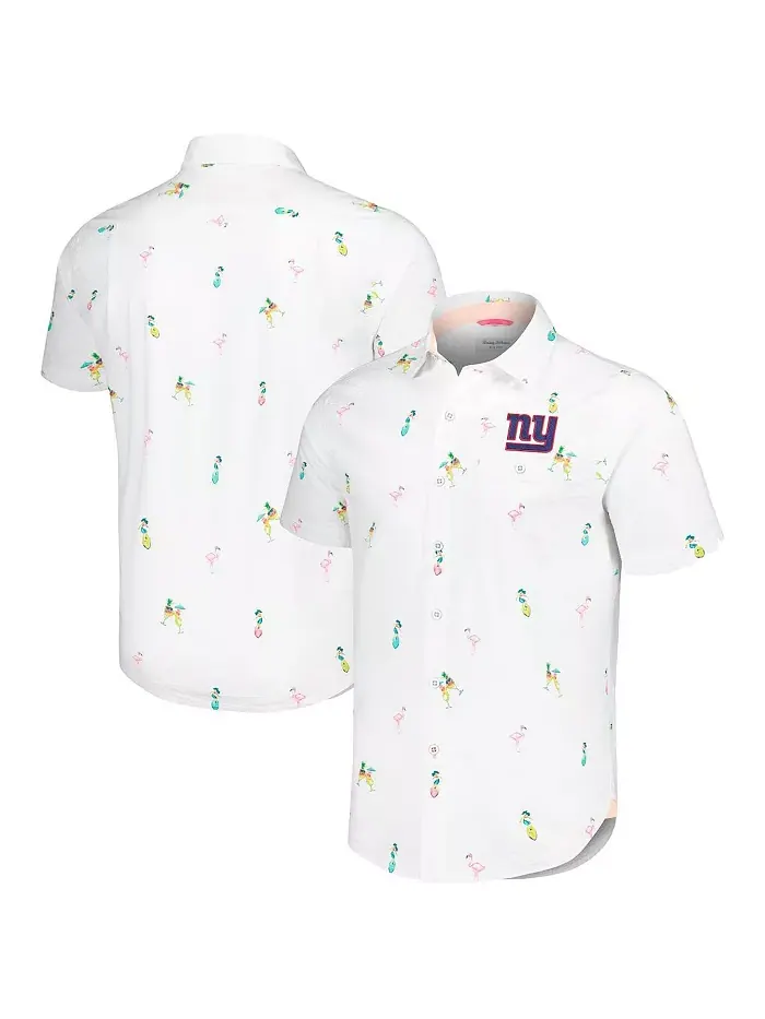Мужская белая рубашка New York Giants Nova Wave Flocktail на пуговицах Tommy Bahama — изображение 1 из 3