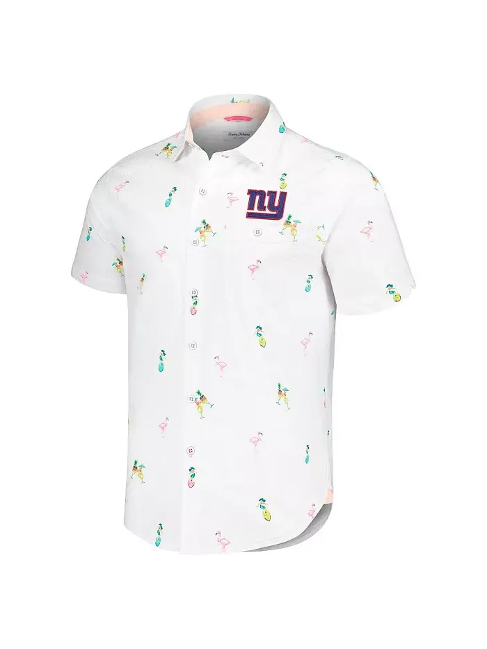 Мужская белая рубашка New York Giants Nova Wave Flocktail на пуговицах Tommy Bahama — изображение 3 из 3
