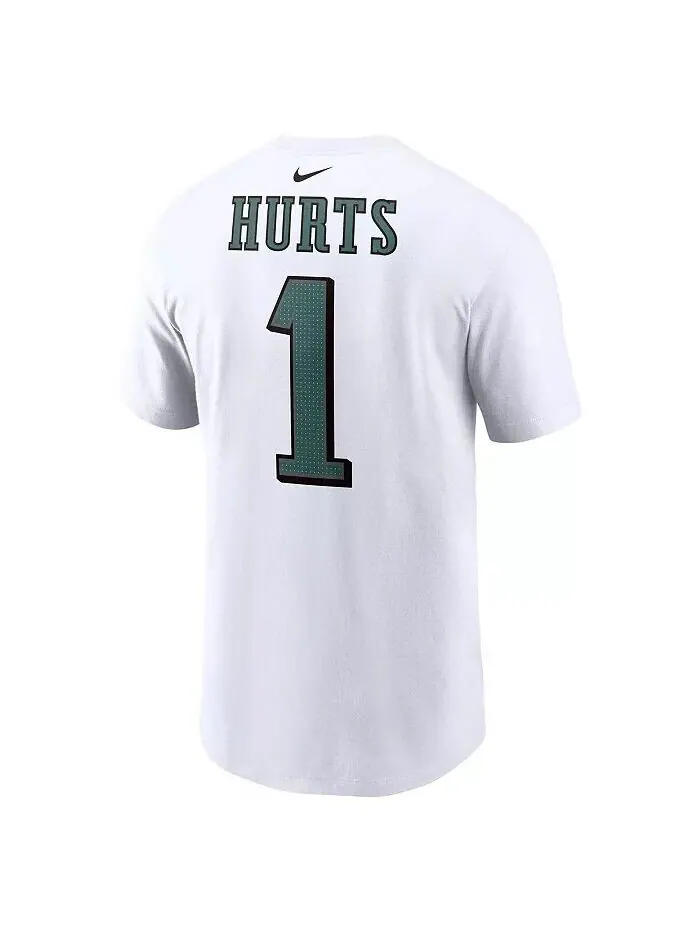 Мужская белая футболка Jalen Hurts Philadelphia Eagles с именем и номером игрока Nike — изображение 2 из 3