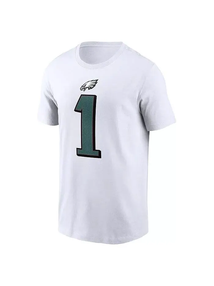 Мужская белая футболка Jalen Hurts Philadelphia Eagles с именем и номером игрока Nike — изображение 3 из 3
